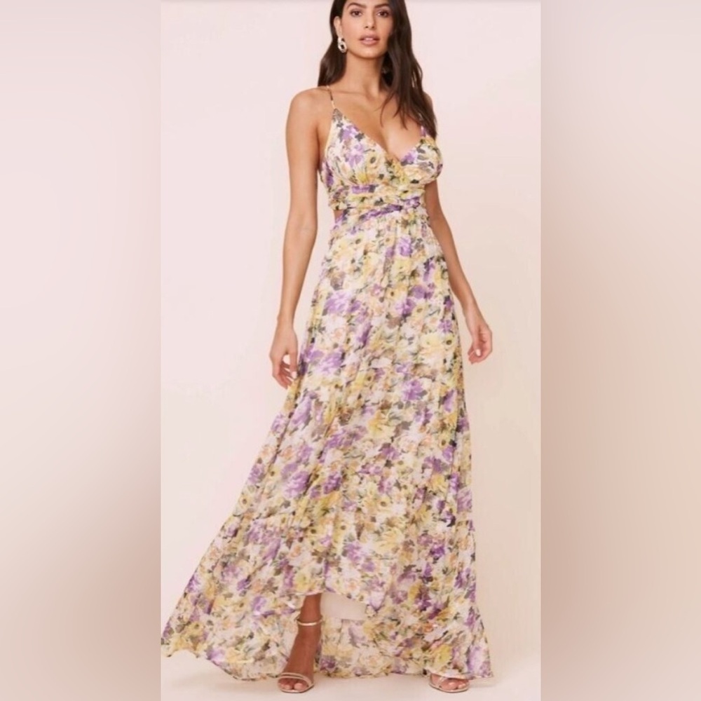 ASTR The Label Amy Floral High-Low Maxi Dress
